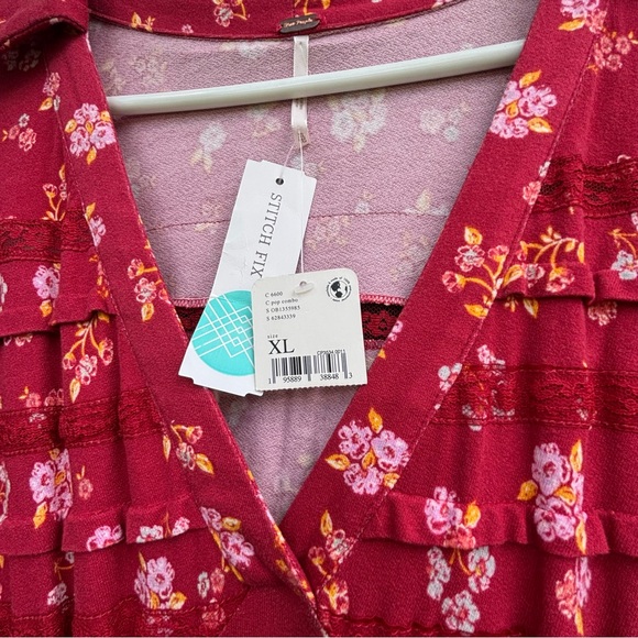 Charming Red Floral Dress - Picture 6 of 7